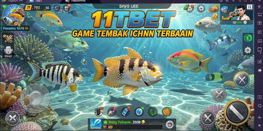 Tampilan gameplay seru di 11TBET dengan berbagai ikan yang menarik.