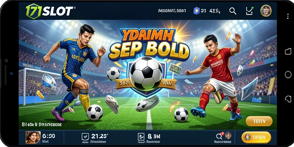 Screenshot gameplay 171SLOT menampilkan suasana seru permainan slot sepak bola.
