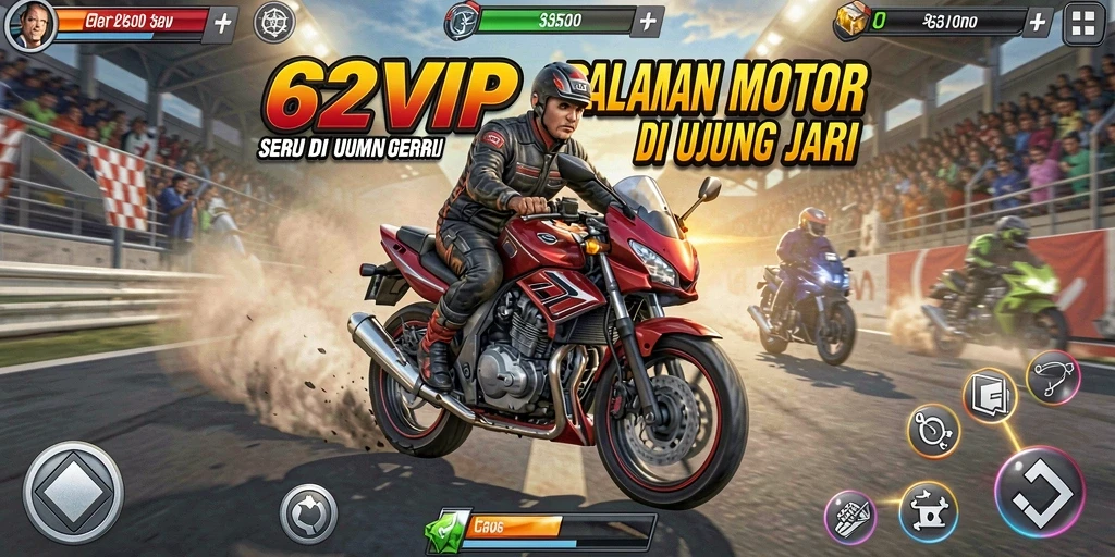 Tampilan menegangkan saat gameplay balapan motor cepat.