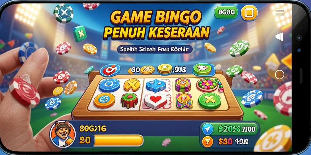 Tampilan gameplay penuh warna dalam 8G8G dengan elemen bingo.
