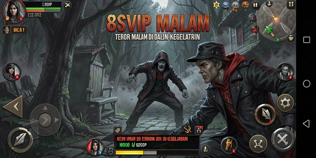 Tangkapan layar menampilkan momen menegangkan dalam permainan horor.
