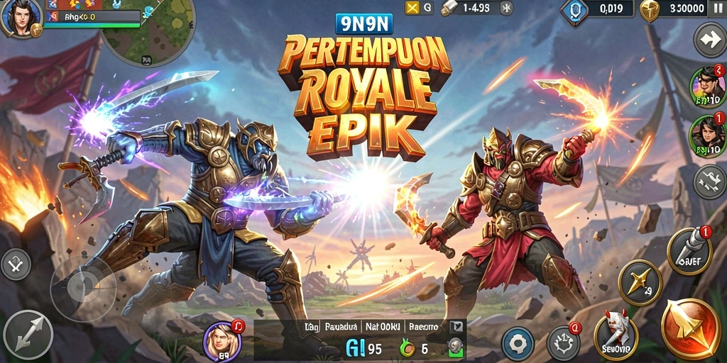 Tampilan seru gameplay Battle Royale di 9N9N.
