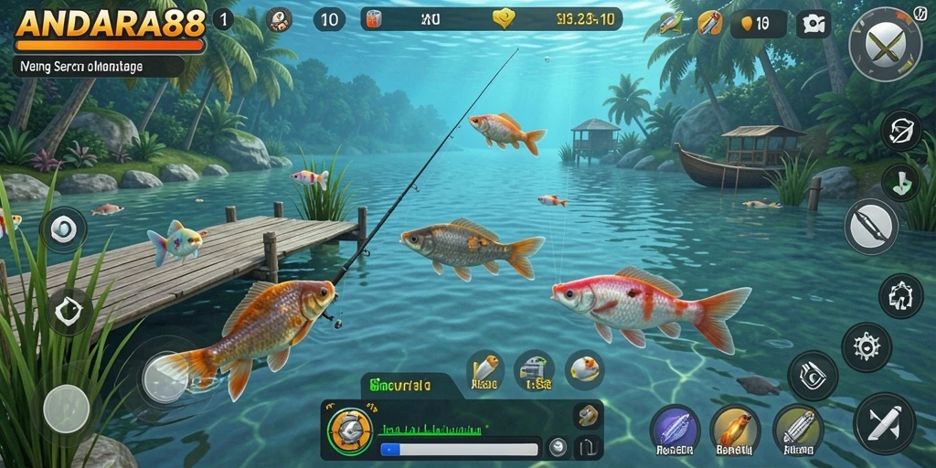 Gameplay ANDARA88 yang mendebarkan saat memancing ikan.