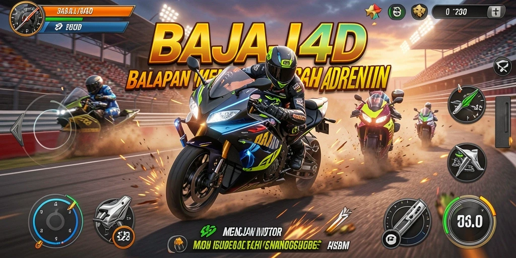Screenshot menggambarkan aksi balapan motor yang mendebarkan di BAJAJ4D.