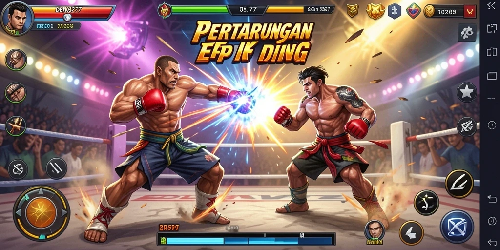 Screenshot DEWA777 menampilkan aksi pertarungan yang intens.
