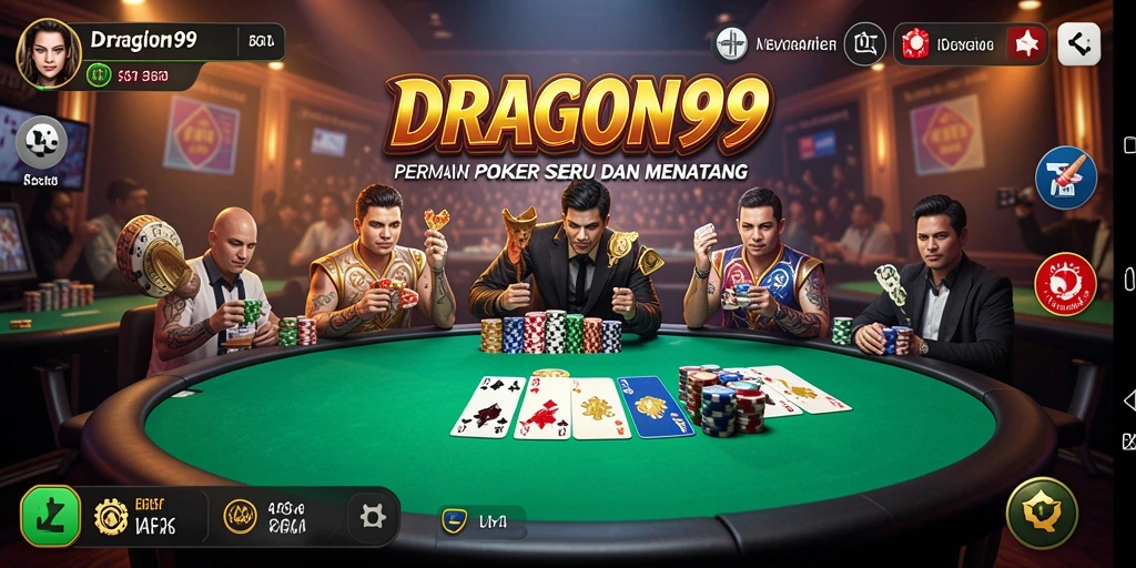 Screenshot gameplay DRAGON99 menampilkan suasana permainan Poker yang seru.