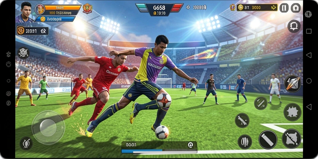 Screenshot utama G668 menunjukkan aksi seru dalam permainan olahraga.
