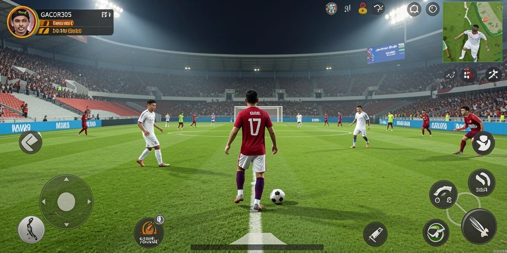 Screenshot GACOR305 menampilkan aksi seru dalam pertandingan sepak bola.