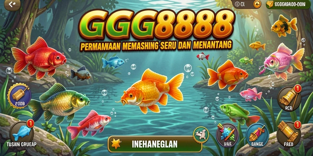 Screenshot gameplay GGG888 menampilkan aksi seru memancing di laut.