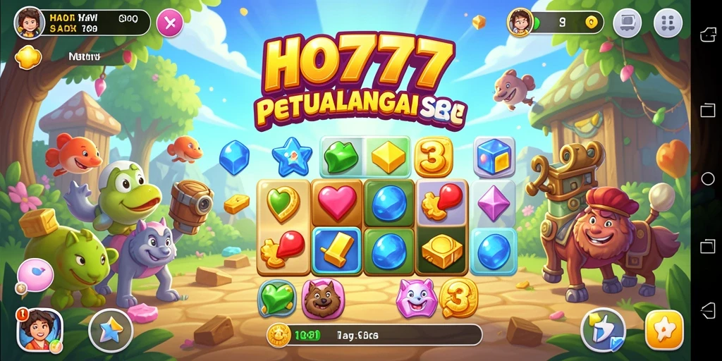 Tampilan gameplay seru HO777 dengan berbagai permata berwarna.