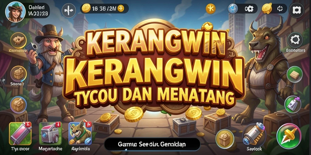 Screenshot KERANGWIN menunjukkan gameplay mengelola usaha kerang dengan grafis yang menarik.