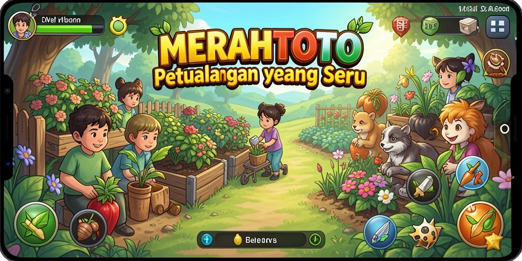 Gameplay menarik MERAHTOTO yang menampilkan pertanian dan berkebun.