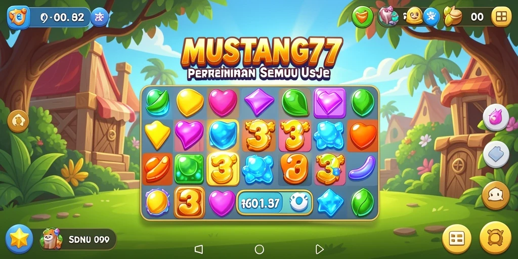Gameplay seru di MUSTANG77 saat mencocokkan item.
