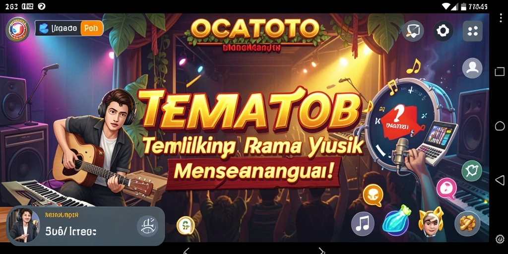 Tampilan gameplay utama OCATOTO yang penuh warna dan dinamis.