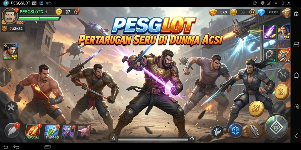 Screenshot PESGSLOT menampilkan aksi dinamis dalam pertarungan yang seru.