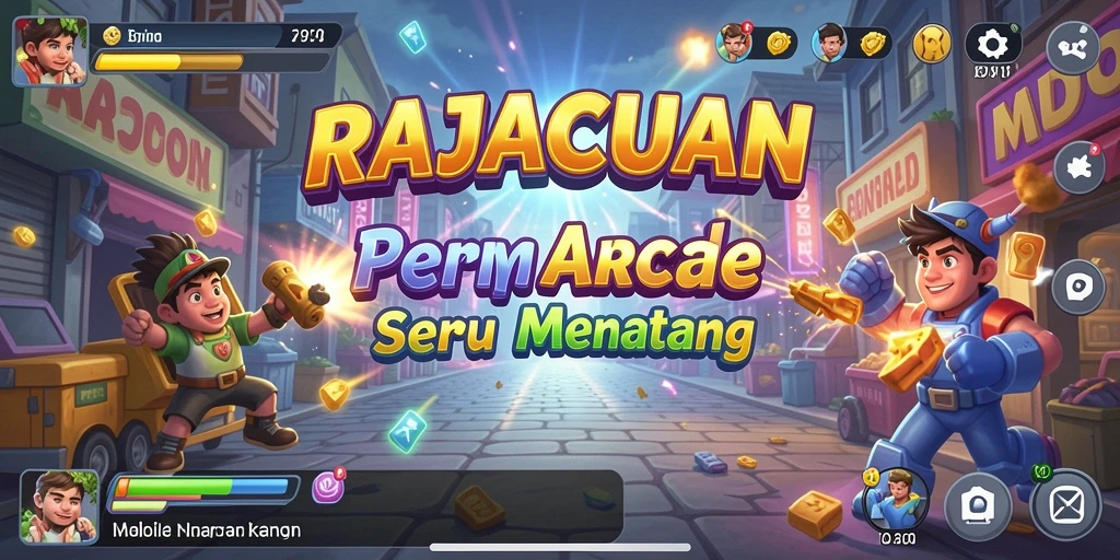 Screenshot gameplay RAJACUAN menampilkan aksi mendebarkan dan grafis warna-warni.