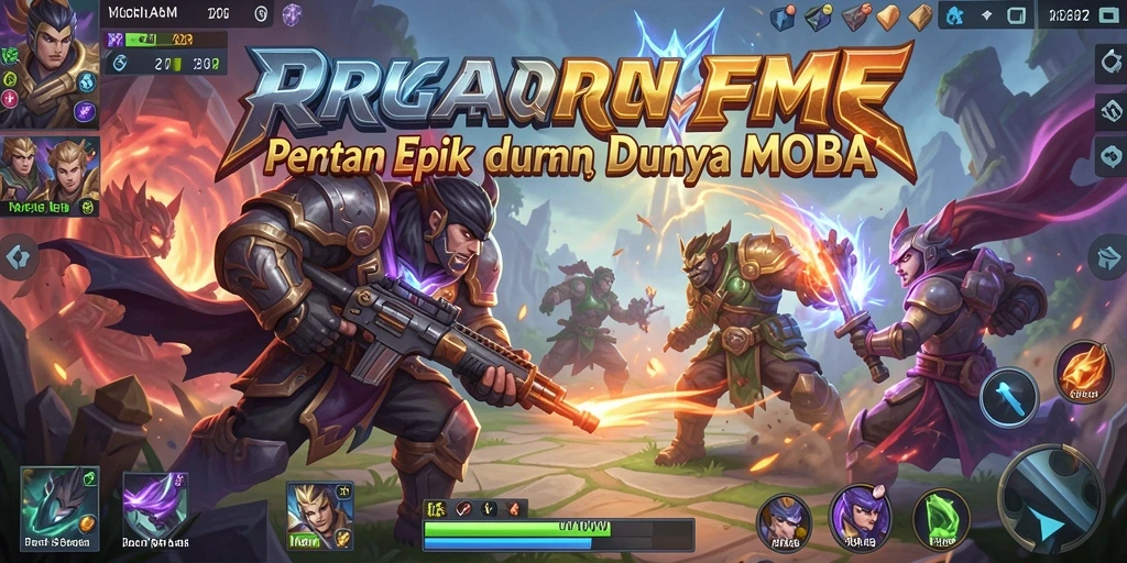 Screenshot RPGAME menampilkan pertarungan mendebarkan dalam gameplay MOBA.