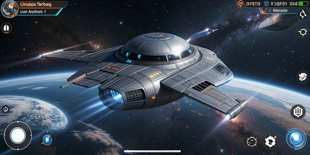 Tampilan gameplay menarik dalam UFO77 yang menampilkan pesawat luar angkasa.