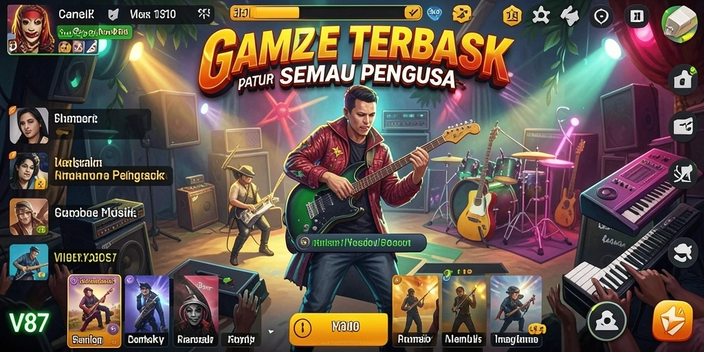 Tampilan gameplay V87 yang penuh warna dan interaktif.