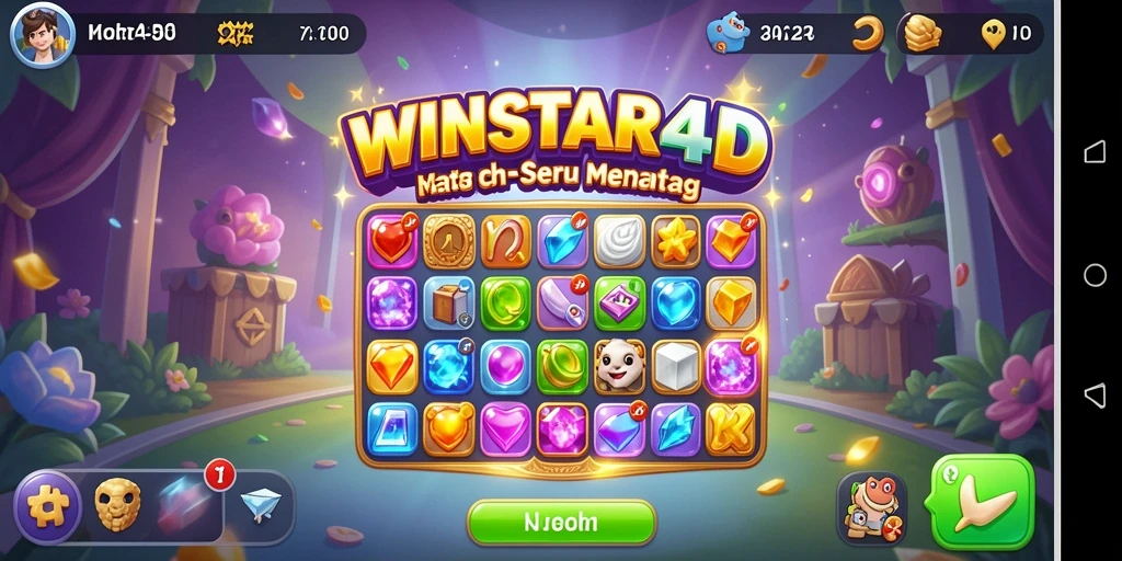 Gameplay seru WINSTAR4D dengan tantangan Match-3 yang menarik.